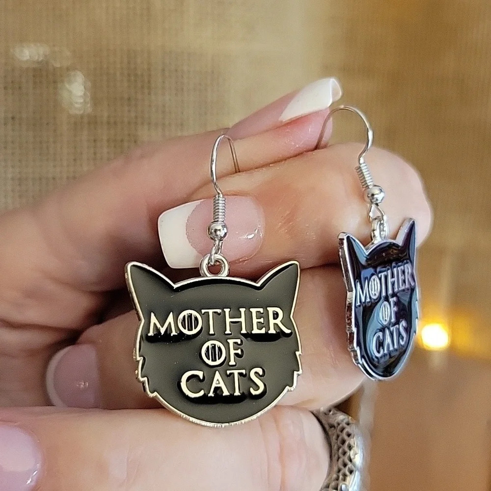 🔥LAST PAIR🔥 Mother of Cats Charm Drop Earrings